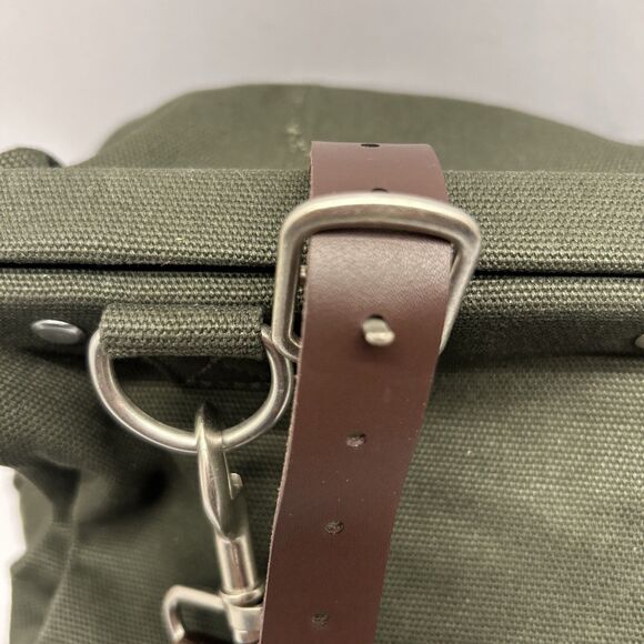 Canvas Weekender Bag Line of Trade No. 0312 Olive Green Duffel Tote W/Strap NWOT - Picture 3 of 13
